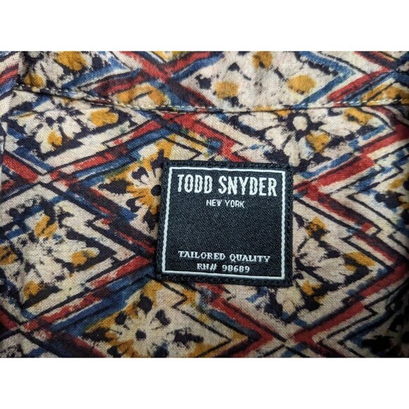 Todd Snyder Shirt Hawaiian Camp Collar Red & Beige Button Up Mens Size L - Picture 5 of 10